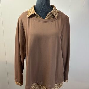 Isaac mizrahi live sweater with layered cuff and hem lg